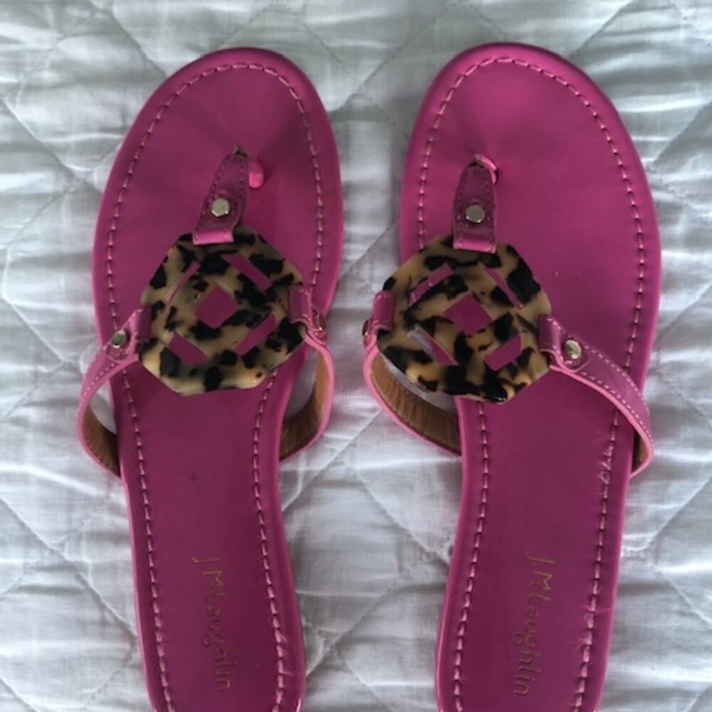 J. McLaughlin Pink Leather Sandal with Tortoiseshell Accent